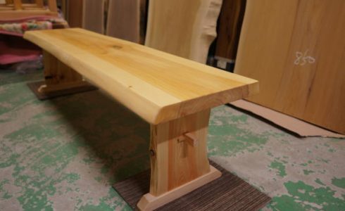 イチョウ一枚板ベンチ