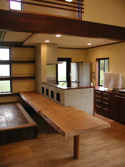 タモ一枚板カウンターテーブル