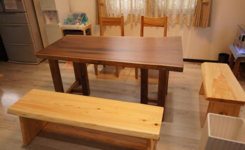 天然木一枚板ダイニングテーブルセット