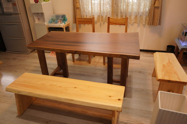 天然木一枚板ダイニングテーブルセット