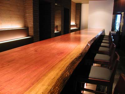 ブビンガ一枚板カウンター