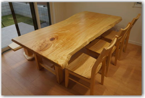 栃一枚板ダイニングテーブルセット