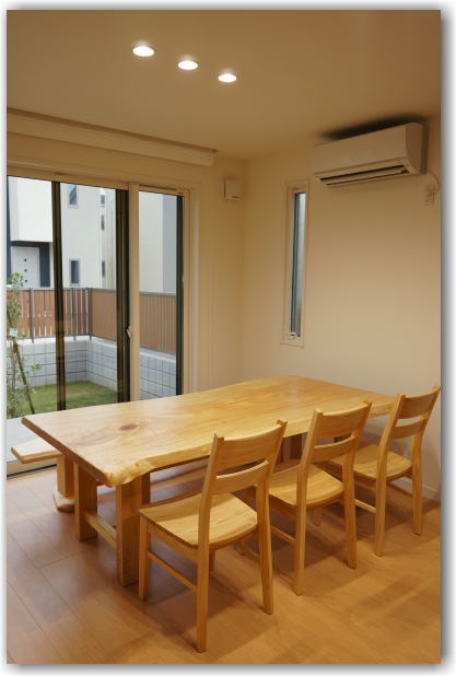 栃天然木一枚板ダイニングテーブルセット