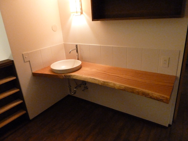 天然木一枚板水洗台