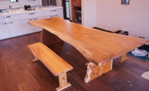 ケヤキ天然木一枚板ダイニングテーブル