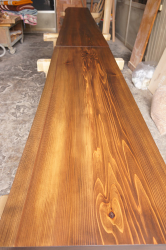 一枚板カウンター着色塗装