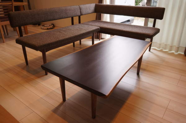 ウェンジの木一枚板ソファーテーブル