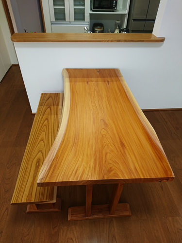 ケヤキ一枚板ダイニングセット