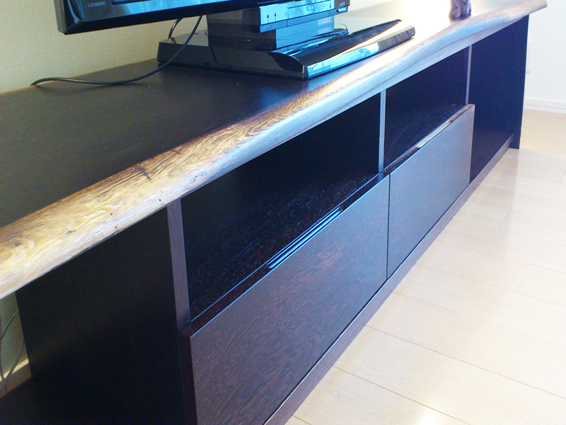 ウェンジ一枚板テレビ台前板