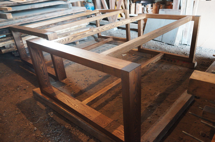 無垢一枚板会議テーブル脚