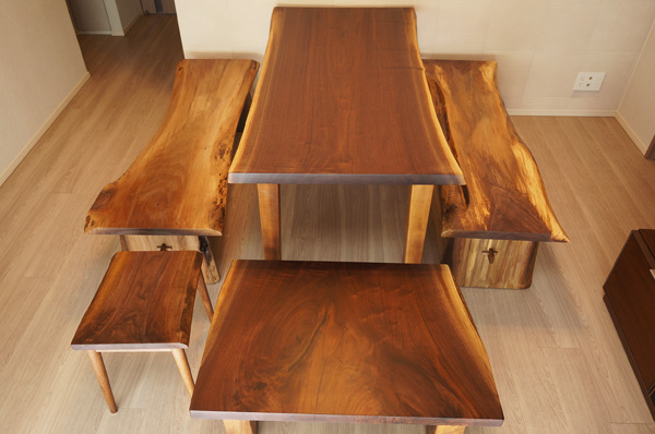 ブラックウォルナット一枚板ダイニングセット