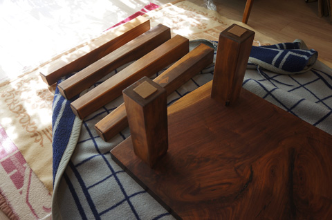 ウォルナットテーブル脚交換