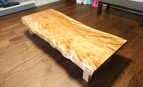 カバ桜一枚板ローテーブル