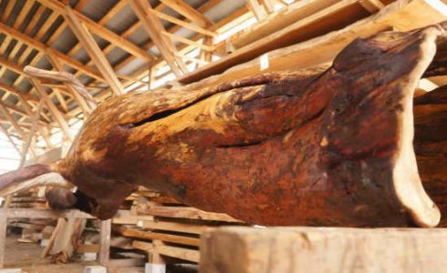 赤松皮付き丸太