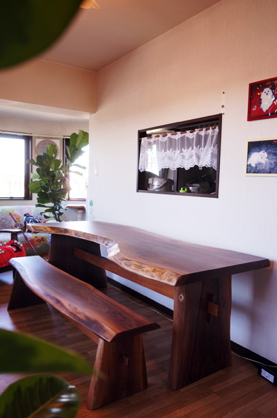 キッチンテーブル一枚板