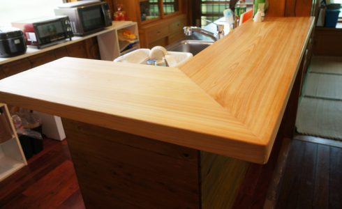 桧一枚板カウンター