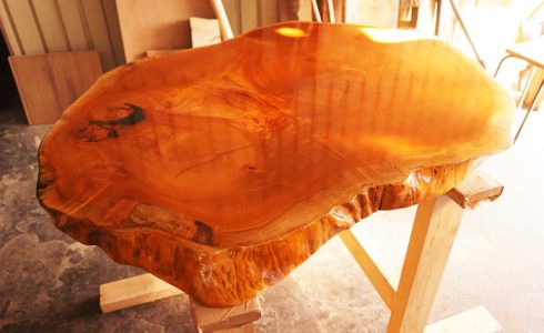 ケヤキ無垢座卓