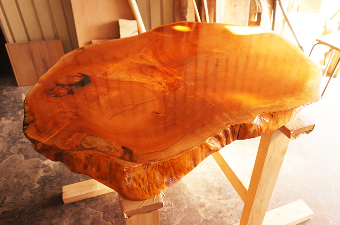 ケヤキ無垢座卓