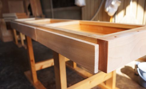 一枚板テーブル引き出し