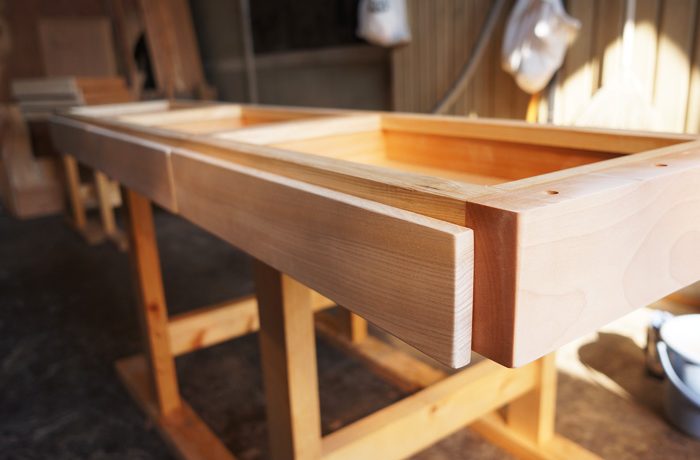 一枚板テーブル引き出し