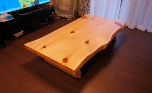 ヒノキ天然木テーブル