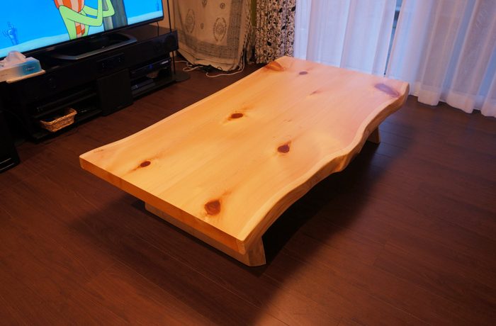 ヒノキ天然木テーブル