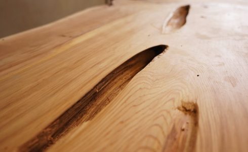 屋久杉一枚板のアップ