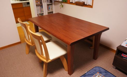 ブビンガ天然木テーブル