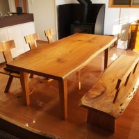 ケヤキ一枚板ダイニングテーブルセット