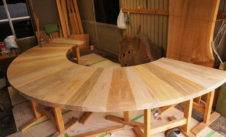 天然木円形ｶｳﾝﾀｰ