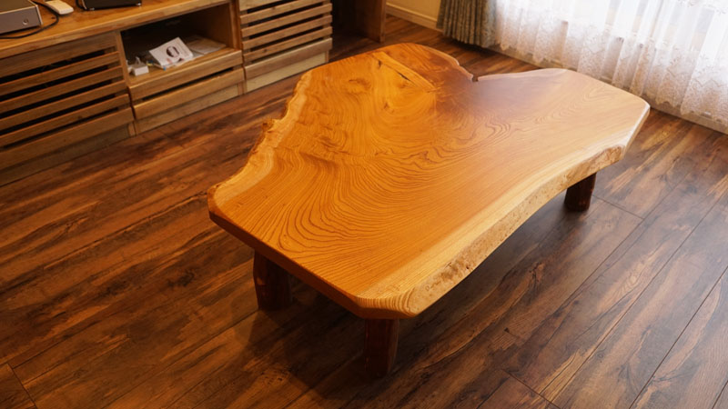 欅一枚板ローテーブル