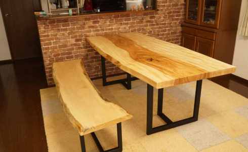 栃一枚板ダイニングテーブルセット