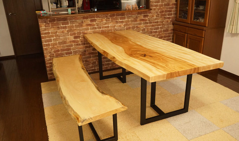 栃一枚板ダイニングテーブルセット