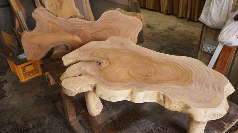 ケヤキ一枚板の加工仕上がり