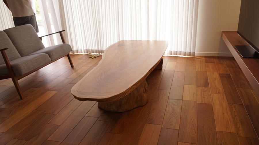 雰囲気良い一枚板テーブル