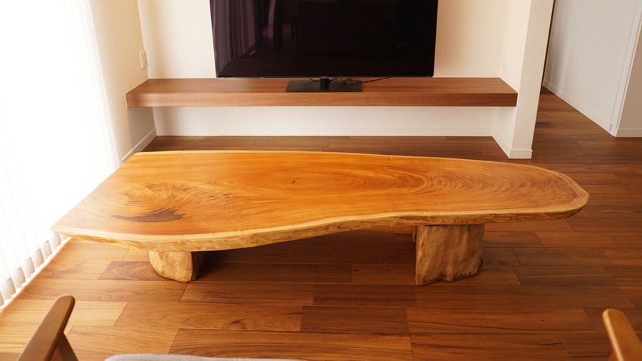ケヤキ無垢一枚板テーブル
