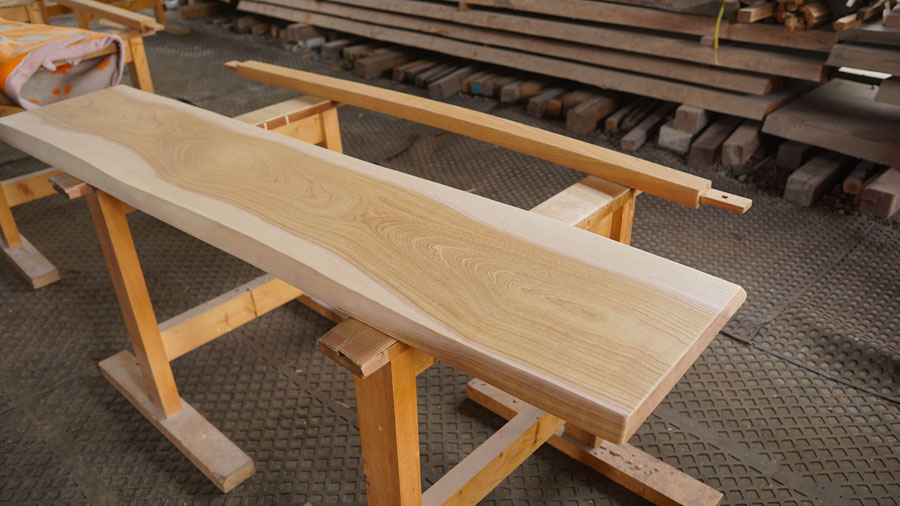 ケヤキベンチ天板