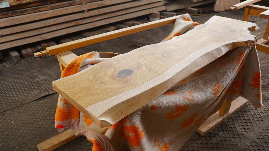 ケヤキ一枚板ベンチ天板