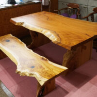 欅無垢一枚板ダイニングテーブルセット