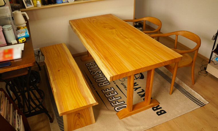 無垢１枚板ダイニングテーブルセット