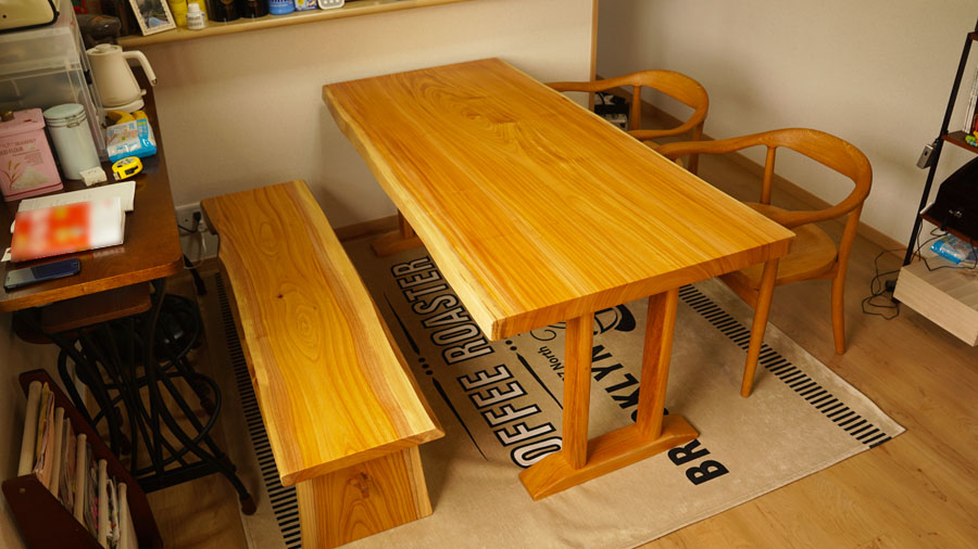 無垢1枚板ダイニングテーブルセット