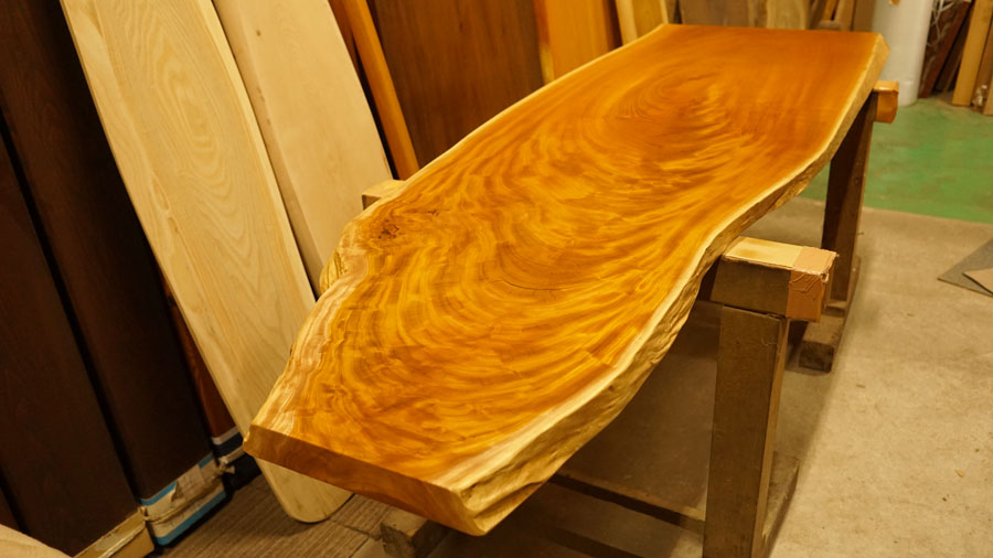 ケヤキ無垢一枚板デスク