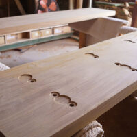 一枚板鉄脚取り付け