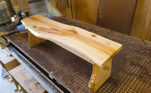 栃一枚板ベンチ