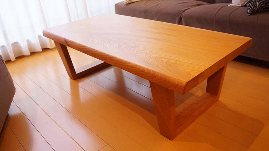 ケヤキ無垢一枚板ローテーブル