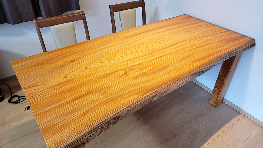 ケヤキ無垢一枚板テーブル