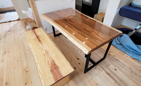 杉一枚板ダイニングテーブルセット