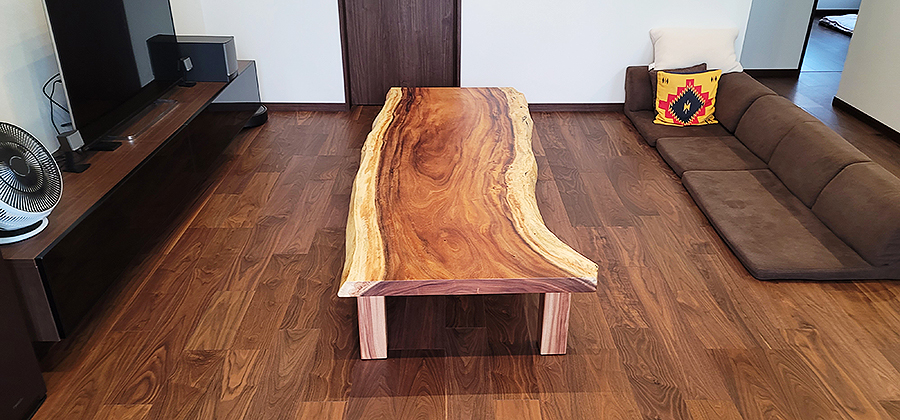 モンキーポット一枚板座卓