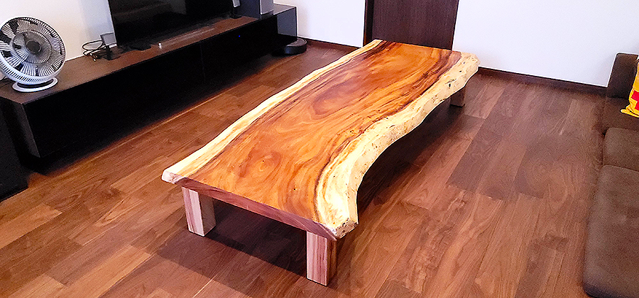 モンキーポット無垢一枚板ローテーブル