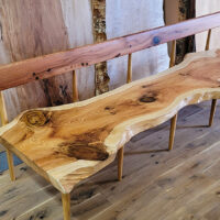 一枚板背もたれ付きベンチ